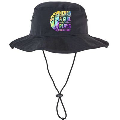 Hoops Girls Never Underestimate A Girl Who Plays Basketball Legacy Cool Fit Booney Bucket Hat