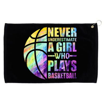 Hoops Girls Never Underestimate A Girl Who Plays Basketball Grommeted Golf Towel