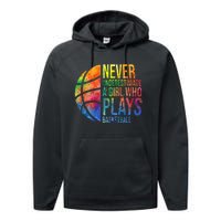 Hoops Girl Never Underestimate A Girl Who Plays Basketball Performance Fleece Hoodie