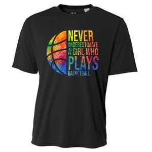 Hoops Girl Never Underestimate A Girl Who Plays Basketball Cooling Performance Crew T-Shirt