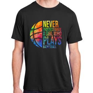 Hoops Girl Never Underestimate A Girl Who Plays Basketball Adult ChromaSoft Performance T-Shirt