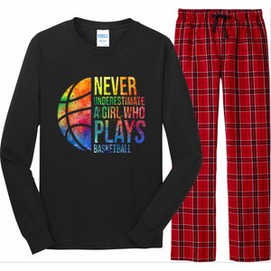 Hoops Girl Never Underestimate A Girl Who Plays Basketball Long Sleeve Pajama Set