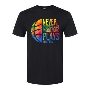 Hoops Girl Never Underestimate A Girl Who Plays Basketball Softstyle CVC T-Shirt