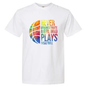 Hoops Girl Never Underestimate A Girl Who Plays Basketball Garment-Dyed Heavyweight T-Shirt