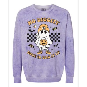 Halloween Ghost No Diggity Bout To Bag It Up Kids Colorblast Crewneck Sweatshirt