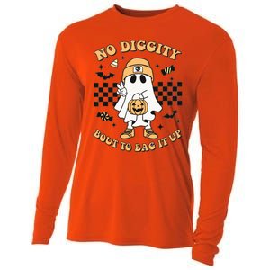 Halloween Ghost No Diggity Bout To Bag It Up Kids Cooling Performance Long Sleeve Crew