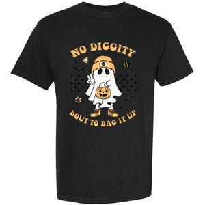 Halloween Ghost No Diggity Bout To Bag It Up Kids Garment-Dyed Heavyweight T-Shirt