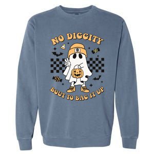 Halloween Ghost No Diggity Bout To Bag It Up Kids Garment-Dyed Sweatshirt