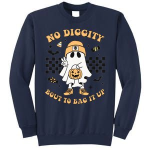 Halloween Ghost No Diggity Bout To Bag It Up Kids Sweatshirt