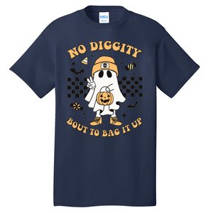 Halloween Ghost No Diggity Bout To Bag It Up Kids Tall T-Shirt