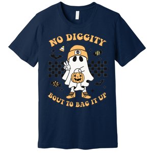 Halloween Ghost No Diggity Bout To Bag It Up Kids Premium T-Shirt