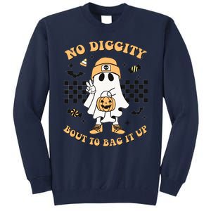 Halloween Ghost No Diggity Bout To Bag It Up Kids Tall Sweatshirt