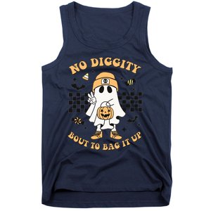 Halloween Ghost No Diggity Bout To Bag It Up Kids Tank Top