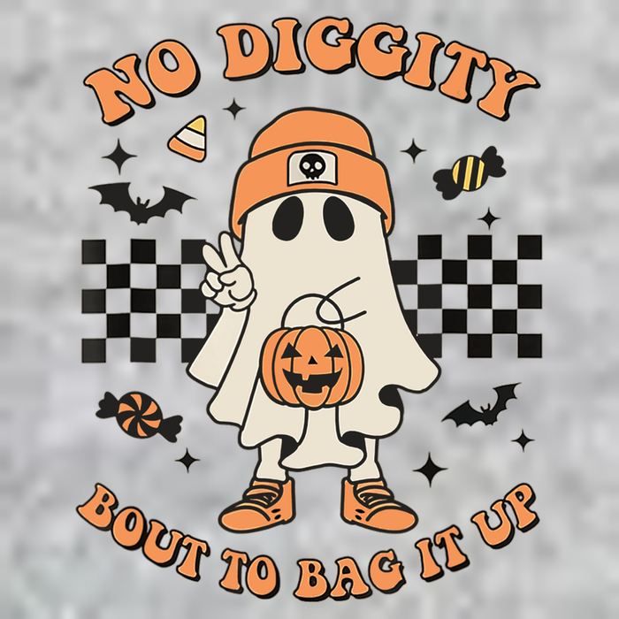 Halloween Ghost No Diggity Bout To Bag It Up Long Sleeve Shirt