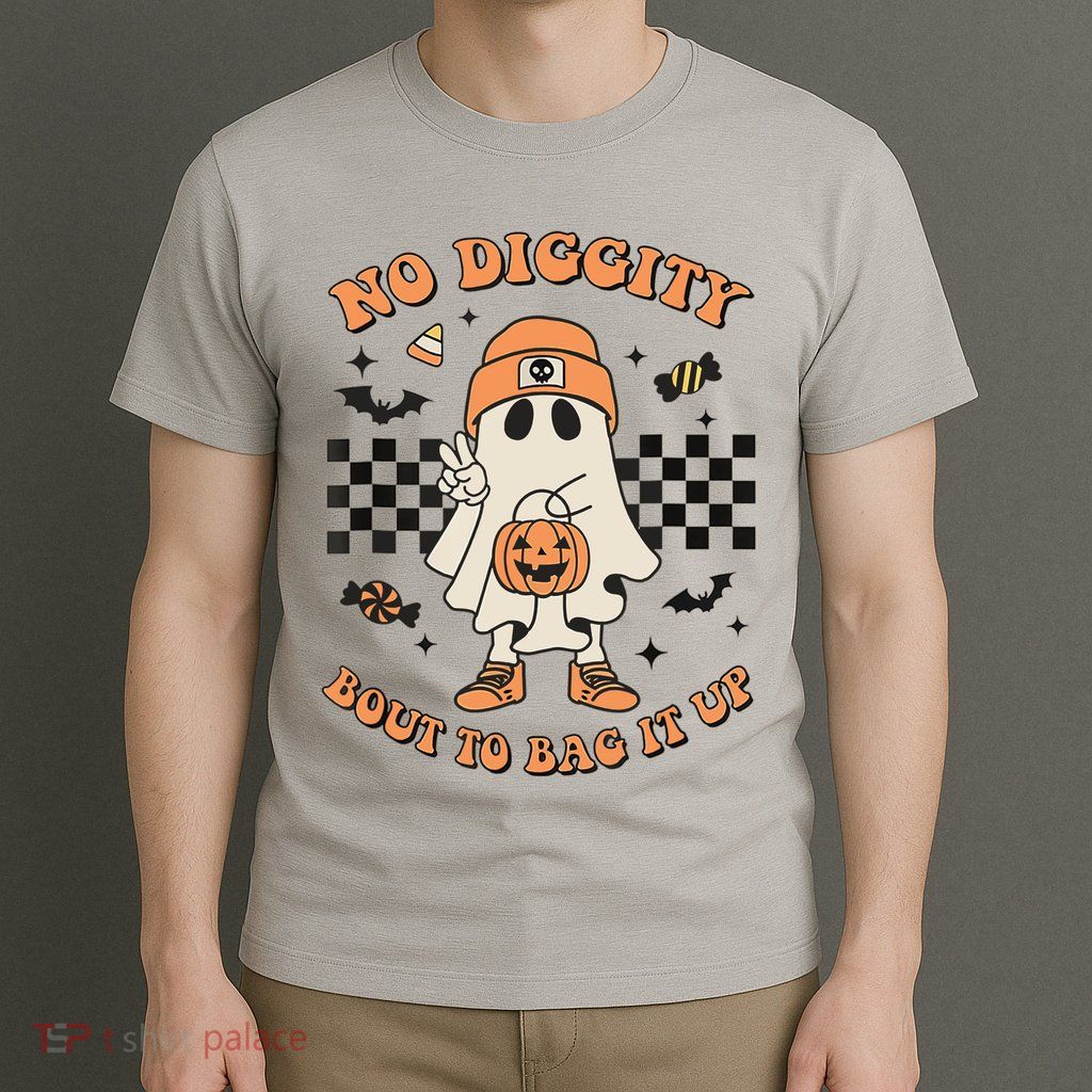 Halloween Ghost No Diggity Bout To Bag It Up T-Shirt