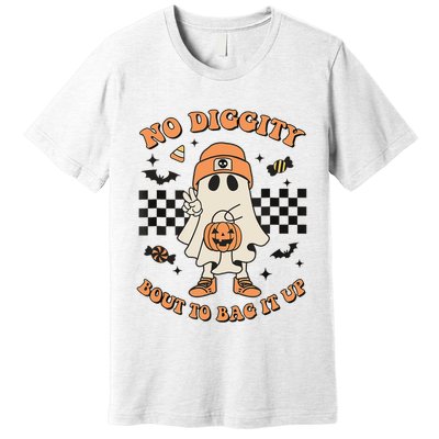 Halloween Ghost No Diggity Bout To Bag It Up Premium T-Shirt