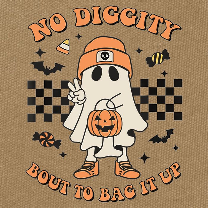 Halloween Ghost No Diggity Bout To Bag It Up Cotton Canvas Backpack