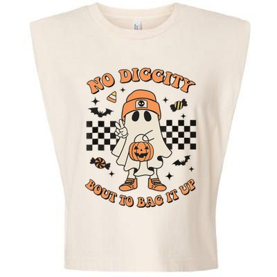 Halloween Ghost No Diggity Bout To Bag It Up Garment-Dyed Women's Muscle Tee