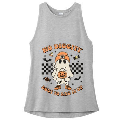 Halloween Ghost No Diggity Bout To Bag It Up Ladies PosiCharge Tri-Blend Wicking Tank