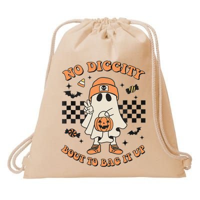 Halloween Ghost No Diggity Bout To Bag It Up Drawstring Bag