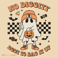 Halloween Ghost No Diggity Bout To Bag It Up Zip Tote Bag