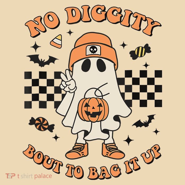 Halloween Ghost No Diggity Bout To Bag It Up Zip Tote Bag