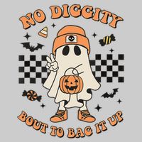 Halloween Ghost No Diggity Bout To Bag It Up Tie-Dye T-Shirt