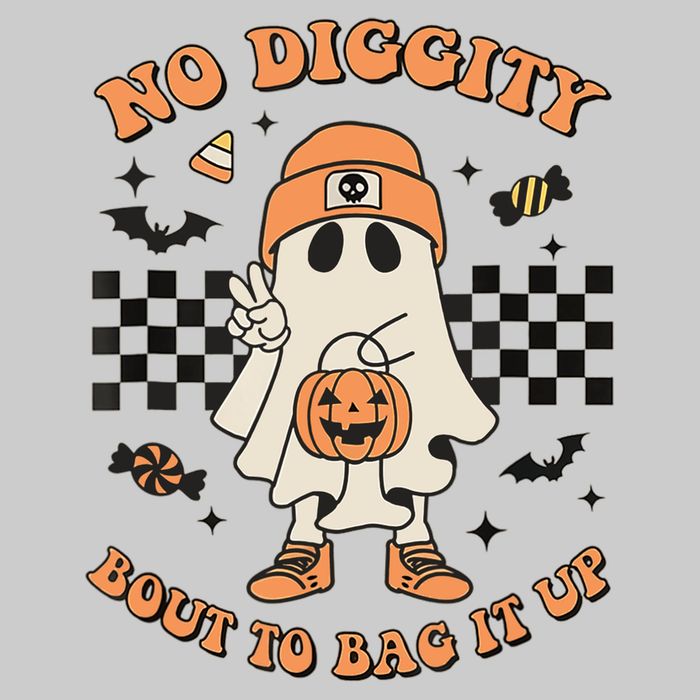 Halloween Ghost No Diggity Bout To Bag It Up Tie-Dye T-Shirt