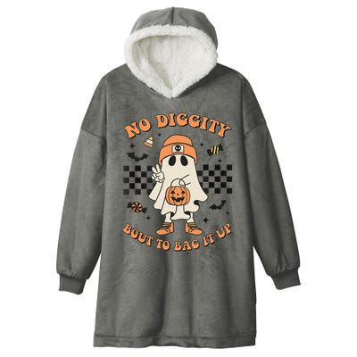 Halloween Ghost No Diggity Bout To Bag It Up Hooded Wearable Blanket