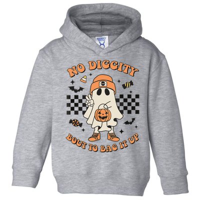 Halloween Ghost No Diggity Bout To Bag It Up Toddler Hoodie