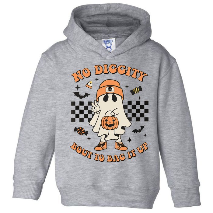 Halloween Ghost No Diggity Bout To Bag It Up Toddler Hoodie