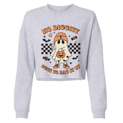 Halloween Ghost No Diggity Bout To Bag It Up Cropped Pullover Crew