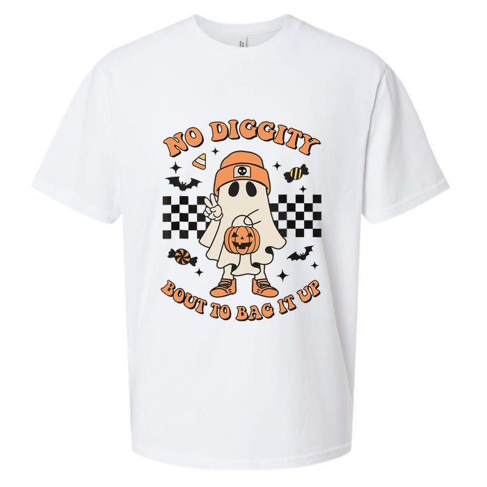Halloween Ghost No Diggity Bout To Bag It Up Sueded Cloud Jersey T-Shirt