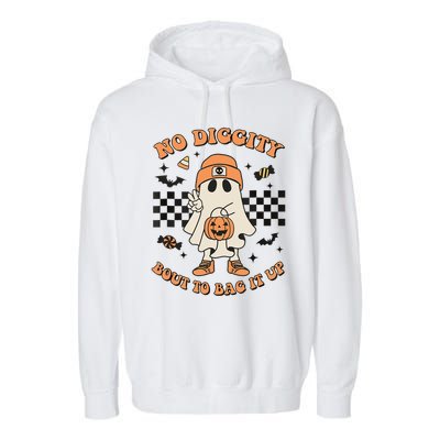 Halloween Ghost No Diggity Bout To Bag It Up Garment-Dyed Fleece Hoodie