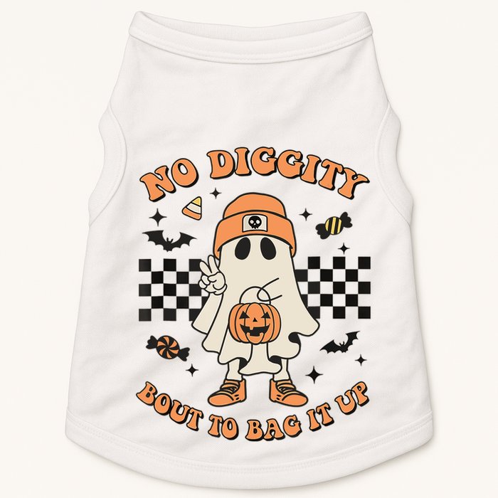 Halloween Ghost No Diggity Bout To Bag It Up Doggie Tank