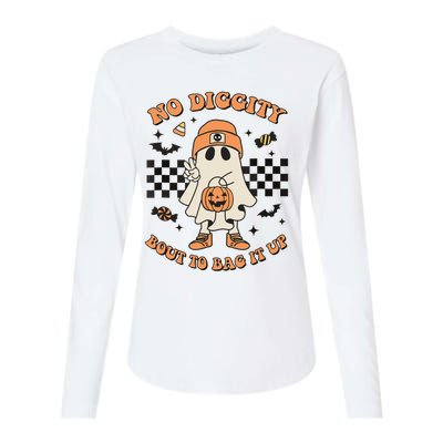 Halloween Ghost No Diggity Bout To Bag It Up Womens Cotton Relaxed Long Sleeve T-Shirt