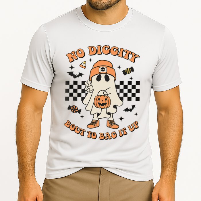 Halloween Ghost No Diggity Bout To Bag It Up Performance Shirt