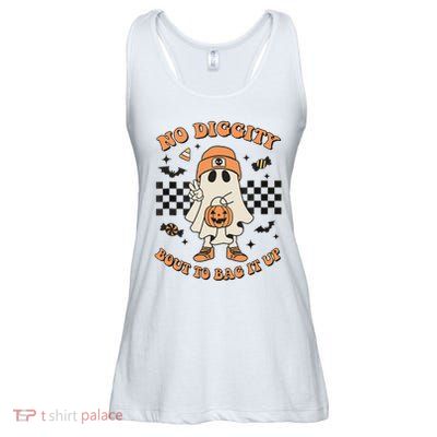 Halloween Ghost No Diggity Bout To Bag It Up Ladies Essential Flowy Tank