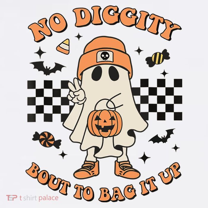 Halloween Ghost No Diggity Bout To Bag It Up Flatbill Hat