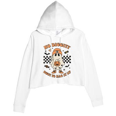 Halloween Ghost No Diggity Bout To Bag It Up Crop Fleece Hoodie