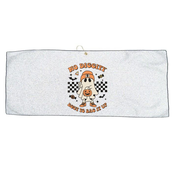 Halloween Ghost No Diggity Bout To Bag It Up Large Microfiber Waffle Golf Towel