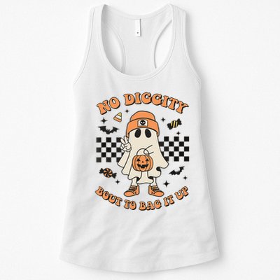 Halloween Ghost No Diggity Bout To Bag It Up Womens Tank Top