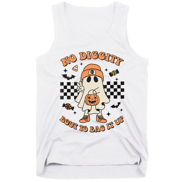 Halloween Ghost No Diggity Bout To Bag It Up Tank Top