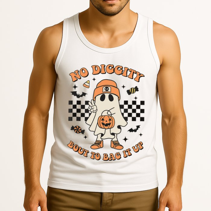 Halloween Ghost No Diggity Bout To Bag It Up Tank Top