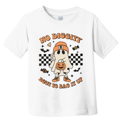 Halloween Ghost No Diggity Bout To Bag It Up Toddler T-Shirt