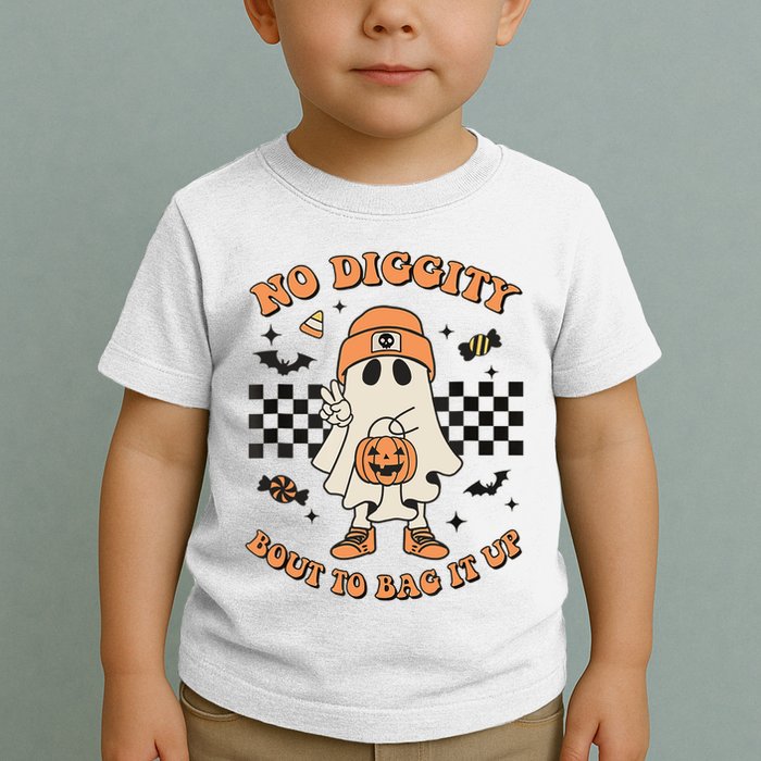 Halloween Ghost No Diggity Bout To Bag It Up Toddler T-Shirt