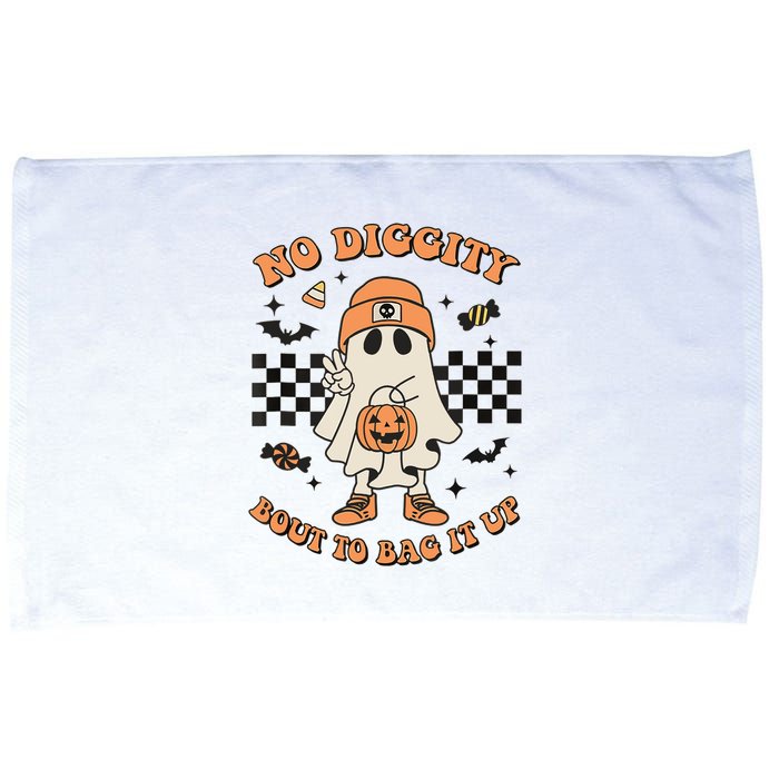 Halloween Ghost No Diggity Bout To Bag It Up Microfiber Hand Towel