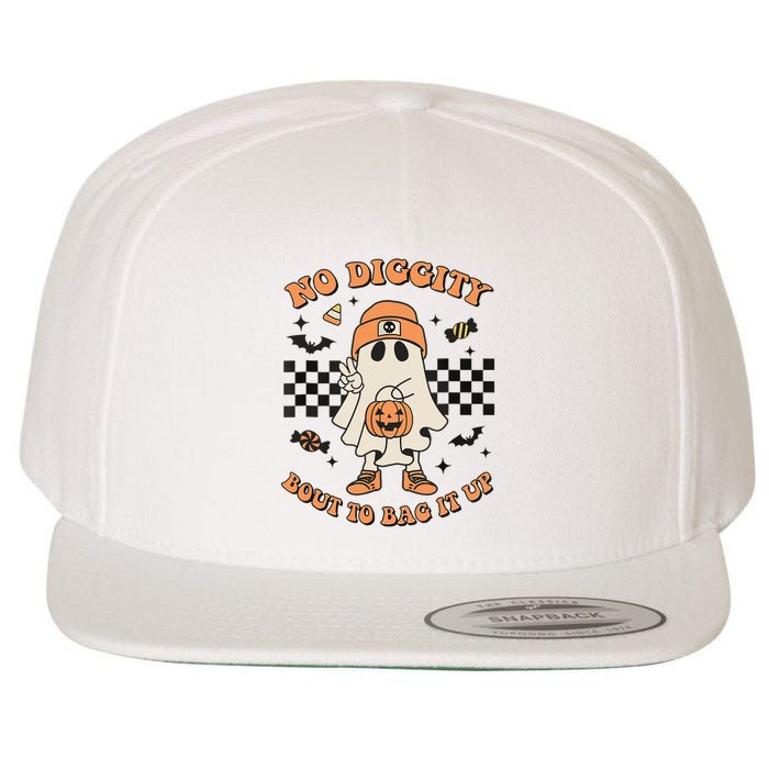 Halloween Ghost No Diggity Bout To Bag It Up Wool Snapback Cap