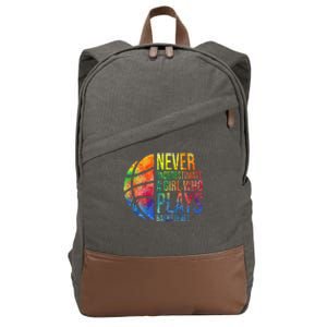 Hoops Girl Never Underestimate A Girl Who Plays Basketball Cotton Canvas Backpack