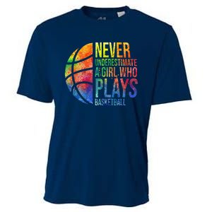 Hoops Girl Never Underestimate A Girl Who Plays Basketball Cooling Performance Crew T-Shirt